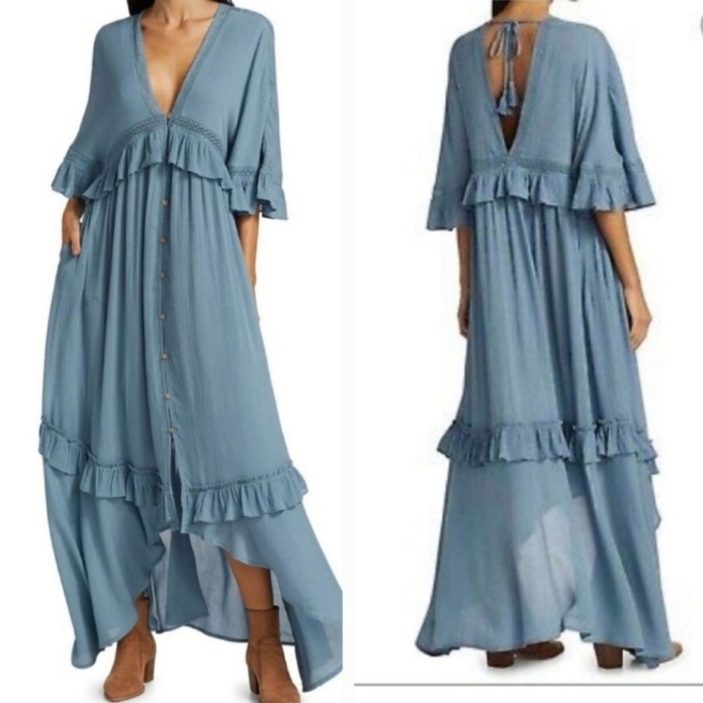 Free People Paradiso Maxi Dress in Stone Blue - Picture 4 of 8